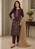 Embroidered Purple Kurta Set with Beige Chiffon Dupatta
