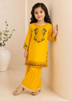 Yellow Chiffon Kids Festive 2-PC Gharara