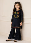 Midnight Veil – Black Luxury Chiffon Gharara 2PC Set