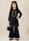 Midnight Veil – Black Luxury Chiffon Gharara 2PC Set