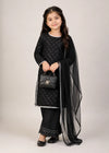 Black Belle– Black Premium Embroidered Chiffon Kids 3PC Dress