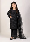 Black Belle– Black Premium Embroidered Chiffon Kids 3PC Dress