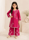 Kids Hot Pink Embroidered Cotton Kurta Set