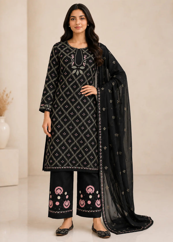 Noor-e-Siyah – Fully Embroidered 3PC Kurta