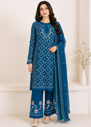 Ocean Teal – Premium Festive 3PC Suit