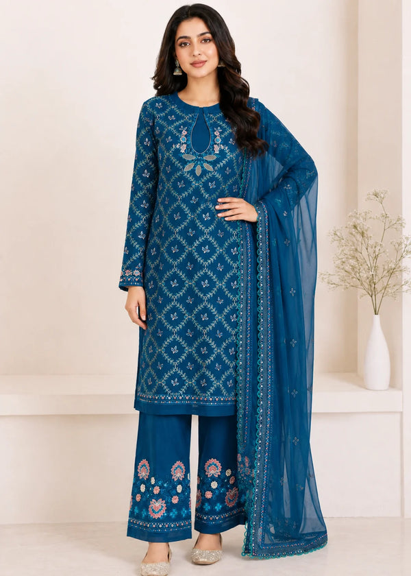 Ocean Teal – Premium Festive 3PC Suit