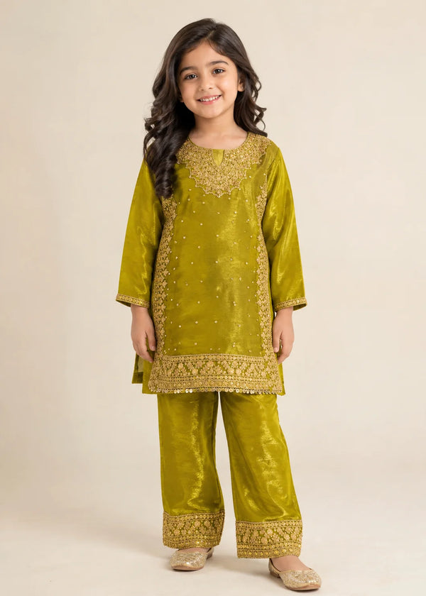 Olive Kattan Silk Kids 2-PC Kurta Set