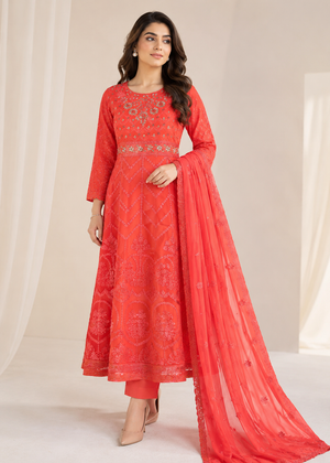 Petal Muse –  Coral PInk Luxury 3PC Maxi Dress