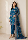 Teal Floral Printed Lawn Kurta Set with Dupatta