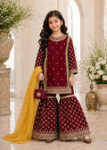 Maroon Charm – Kids Festive Embroidered Ghaar