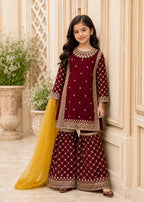 Maroon Charm – Kids Festive Embroidered Ghaar