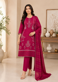 Fuchsia Embroidered Lawn Kurta Set with Zari Dupatta