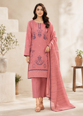 Coral Pink Embroidered Cotton 3-Piece Kurta Set