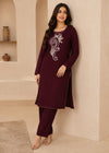 Maroon – Luxury Handworked Velvet 2PC Kurta Set