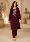 Maroon – Luxury Handworked Velvet 2PC Kurta Set