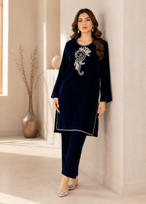 Navy Blue – Premium Handcrafted Velvet 2PC Suit
