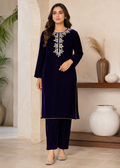 Purple – Elegant Handwork Velvet Kurta Set (2PC)