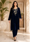 Navy Blue – Luxury Handworked Velvet 2PC Kurta Set
