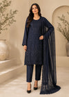Noir Veil – Black Luxury Embroidered Chiffon 3PC Dress with Silk Trouser