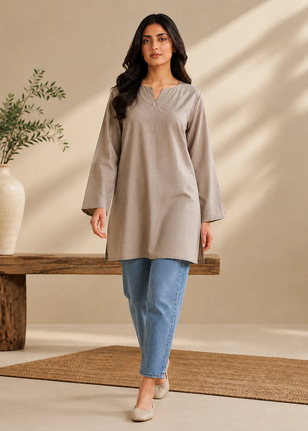 Sutar Plain Pastel Grey Shirt Only