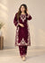 Embroidered Maroon Velvet Kurta Trouser