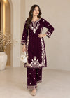 Imperial Purple – Embroidered Micro Velvet 2-Pc
