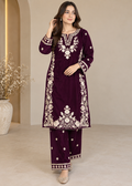 Imperial Purple – Embroidered Micro Velvet 2-Pc