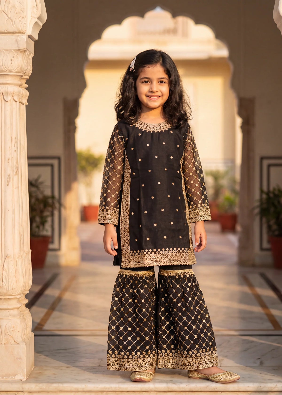 Little Noir Luxe – Embroidered Kids 2-Pc