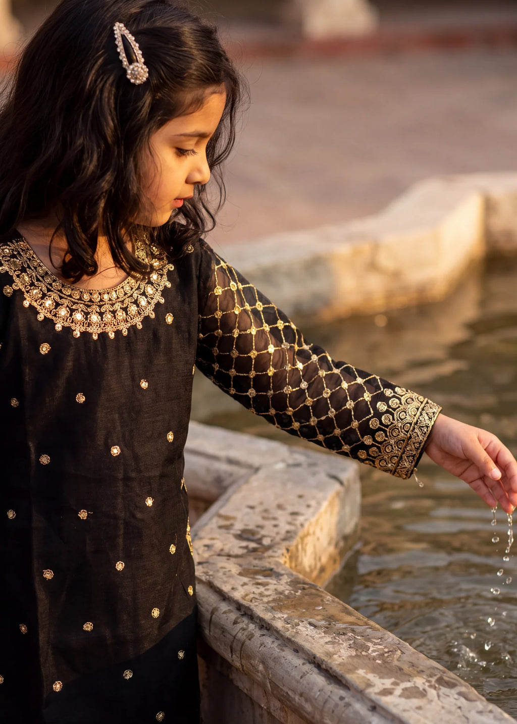 Little Noir Luxe – Embroidered Kids 2-Pc