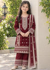 Royal Maroon Kids – Embroidered 3PC Kurta