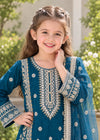 Teal Blossom – Elegant Kids Party Wear Set
