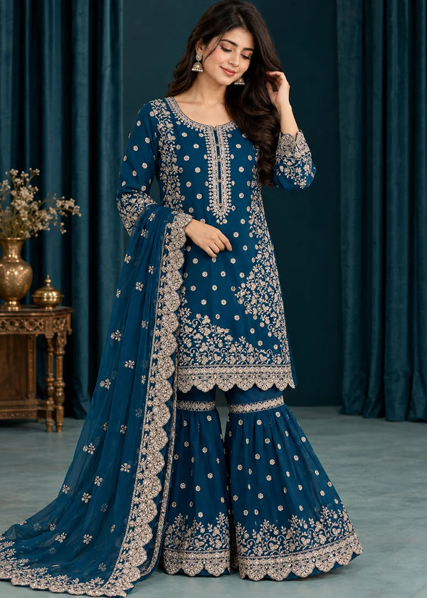 Rang-o-Noor — Noor-e-Bahar Teal Festive Gharara