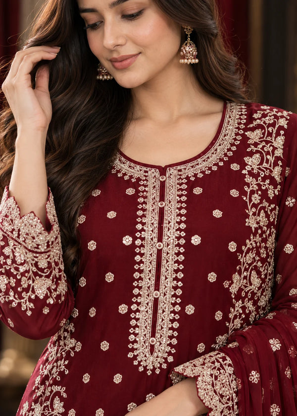Rang-o-Noor — Laal Anmol Maroon Festive Gharara