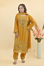 Golden Yellow Luxury Embroidered Occasion Edit 3PC Kurta Set