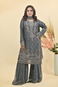 Charcoal Grey Luxury Embroidered Occasion Edit 3PC Kurta Set