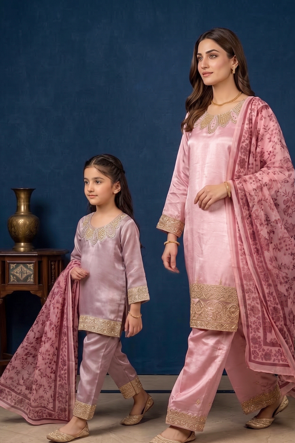 Rosé Harmony – Mommy & Me Luxury Silk 3PC Matching Set