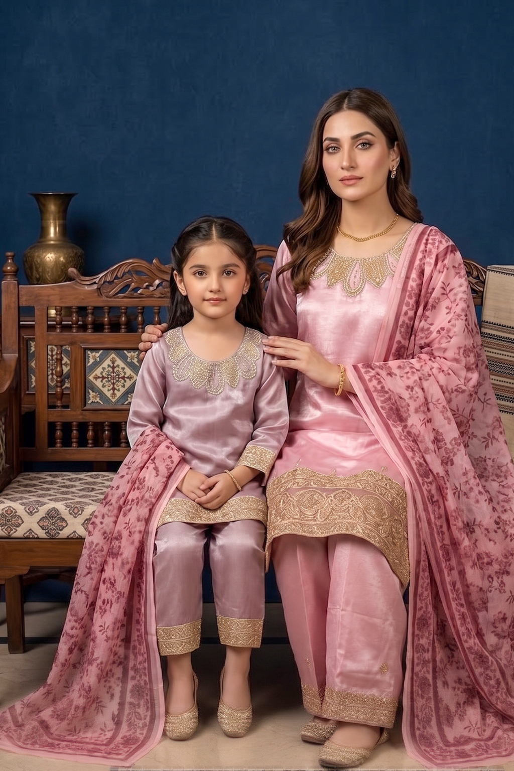 Rosé Harmony – Mommy & Me Luxury Silk 3PC Matching Set
