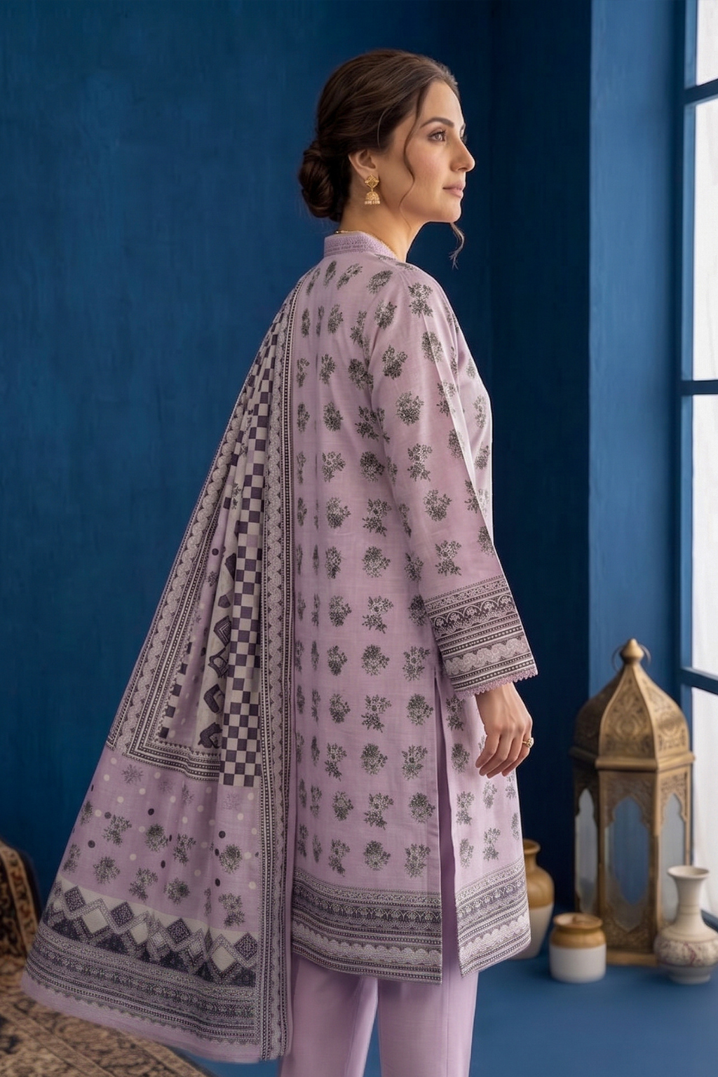 Soft Dusty Lilac Printed Lawn 3PC Suit – Mother Collection
