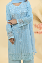Sky Blue Luxury Embroidered Occasion Edit  3PC Kurta Set