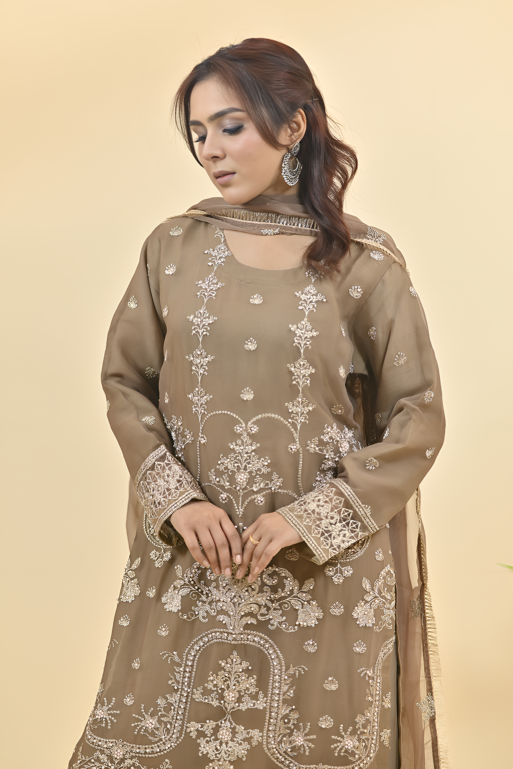 Bronze Luxury Embroidered Occasion Edit  3PC Kurta Set