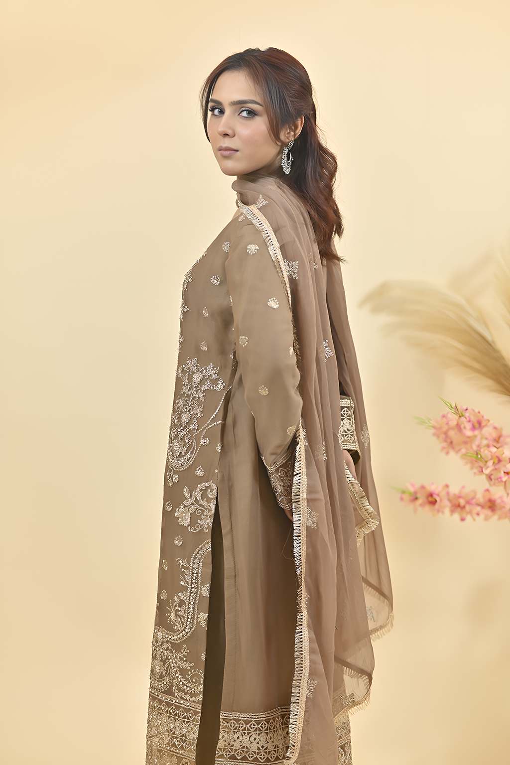 Bronze Luxury Embroidered Occasion Edit  3PC Kurta Set