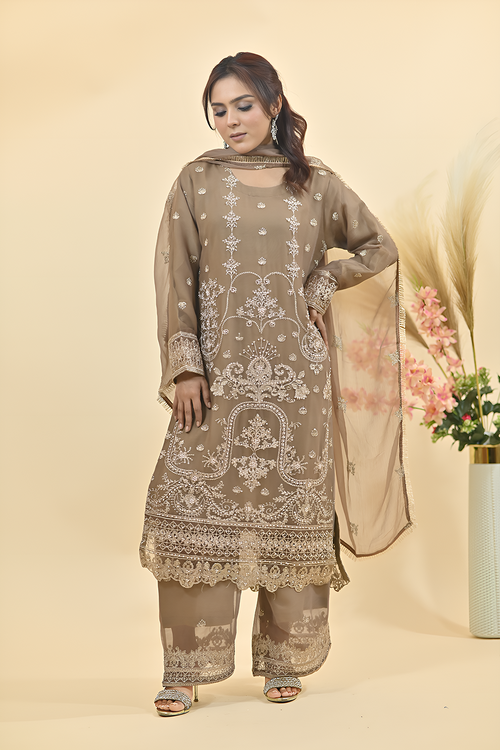 Bronze Luxury Embroidered Occasion Edit  3PC Kurta Set