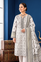 White & Grey Printed Lawn 3PC Suit – Mother Collection