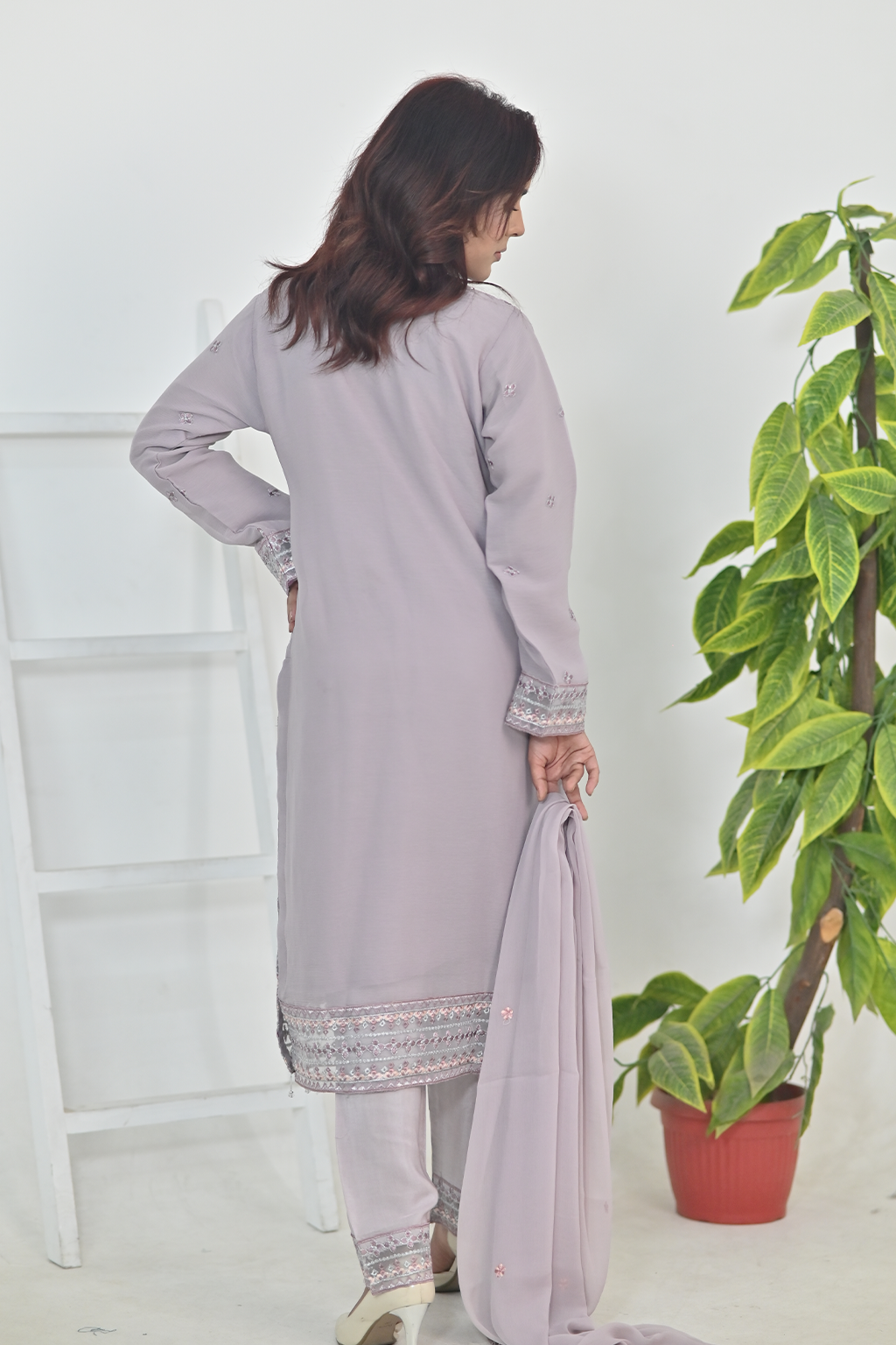 Soft Lavender Luxury Embroidered Occasion Edit  3PC Kurta Set