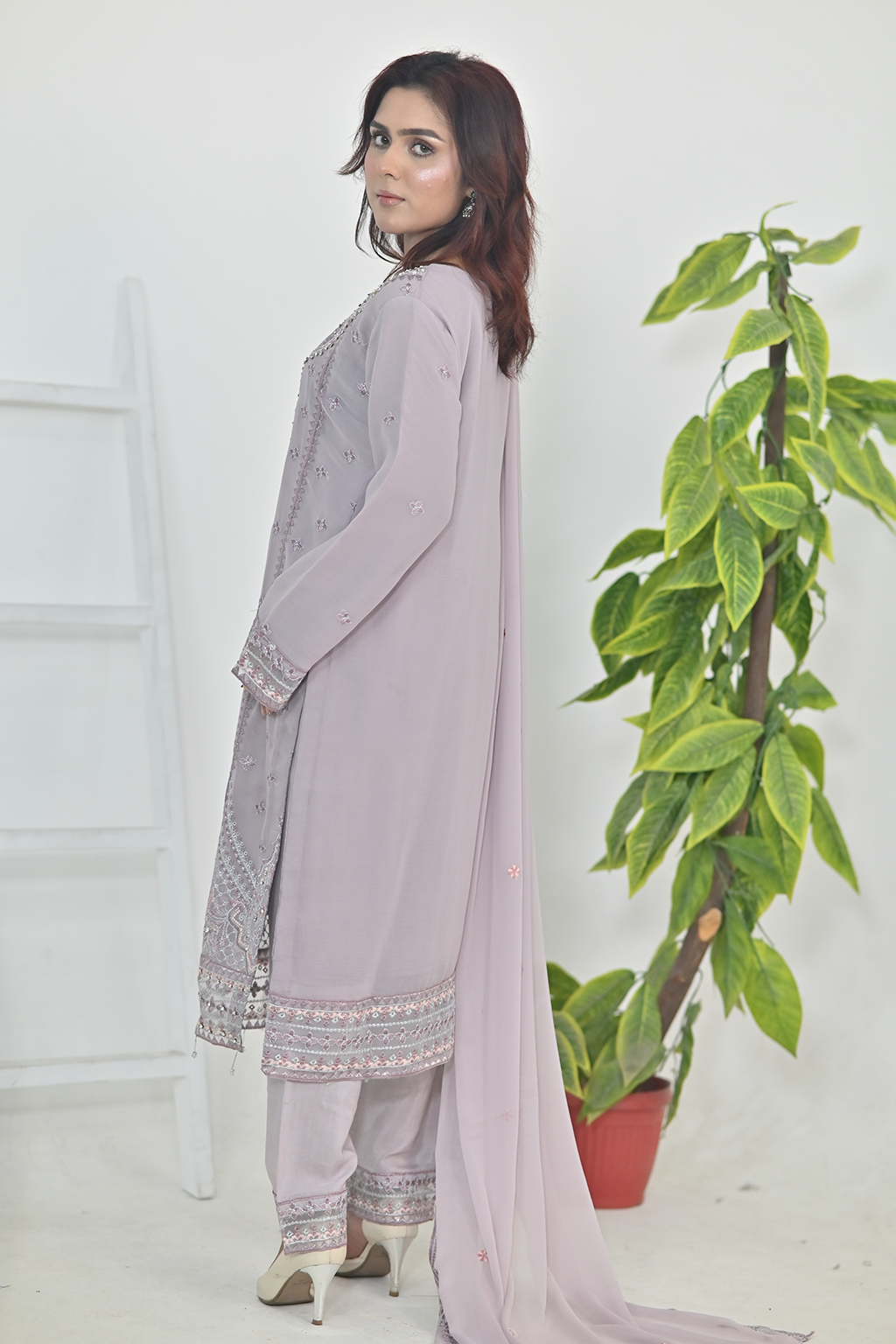 Soft Lavender Luxury Embroidered Occasion Edit  3PC Kurta Set