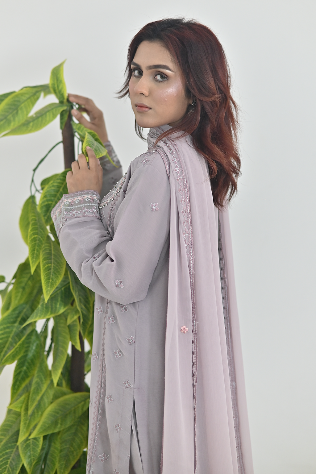 Soft Lavender Luxury Embroidered Occasion Edit  3PC Kurta Set