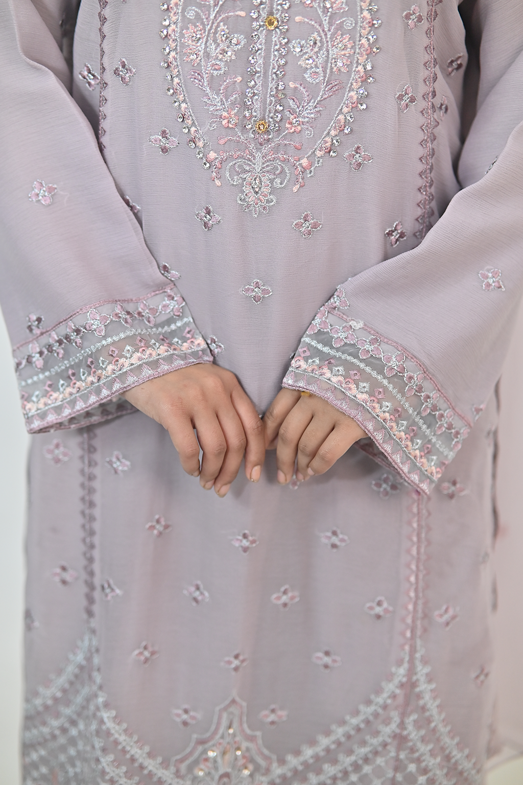Soft Lavender Luxury Embroidered Occasion Edit  3PC Kurta Set