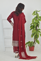 Deep Crimson Red Luxury Embroidered Occasion Edit  3PC Kurta Set