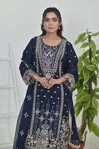Dark Navy Blue Luxury Embroidered Occasion Edit 3PC Kurta Set