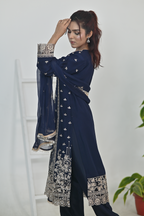 Dark Navy Blue Luxury Embroidered Occasion Edit 3PC Kurta Set
